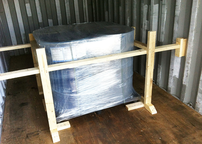 Item choked in container to prevent movement during delivery process.