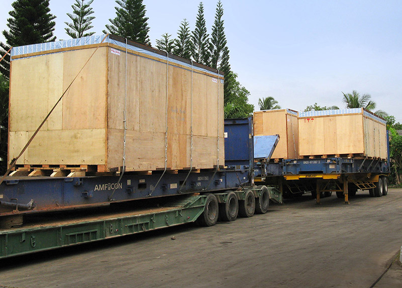 Large size crate waiting to be moved.